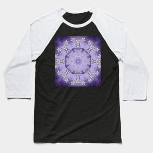 Silver flowers on deep purple textured mandala Baseball T-Shirt